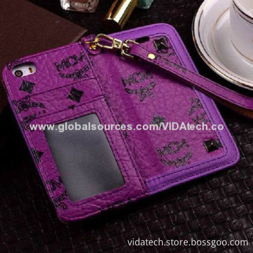 PU Leather Case with Card Slot and Mirror, for iPhone 5/5S Factory